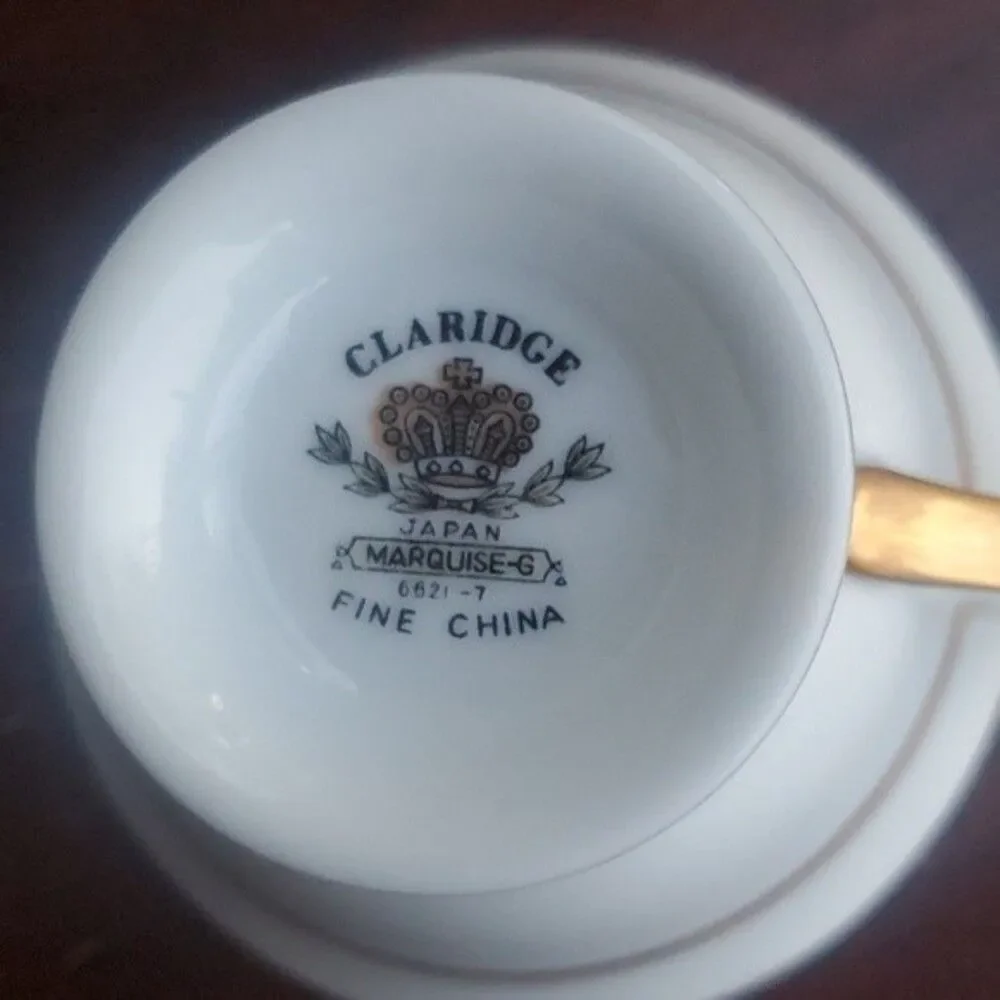 Claridge Fine China Japan “Marquise” Teacup & Saucer – Gold Trim – Hard to Find